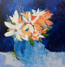 oil painting by Judy Mackey titled Fade into Blue