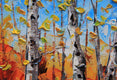 Original art for sale at UGallery.com | Three Birches by Lisa Elley | $250 | oil painting | 10' h x 8' w | thumbnail 4