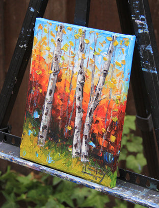 Three Birches by Lisa Elley |  Side View of Artwork 
