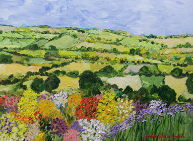 acrylic painting by Allan P. Friedlander titled Garden on the Hilltop