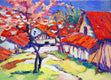 Original art for sale at UGallery.com | Red Roofs by Suren Nersisyan | $375 | oil painting | 9' h x 12' w | thumbnail 1