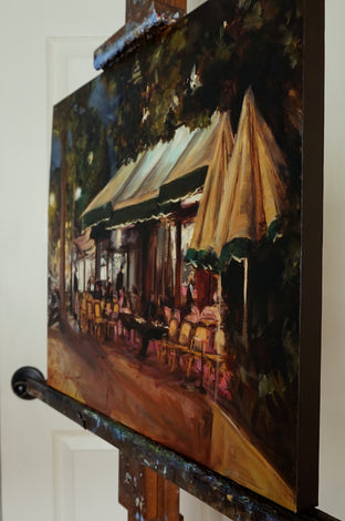 Les Deux Magots at Night by Jonelle Summerfield |  Side View of Artwork 