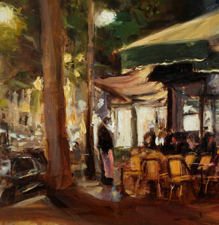 Les Deux Magots at Night by Jonelle Summerfield |   Closeup View of Artwork 