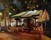 Original art for sale at UGallery.com | Les Deux Magots at Night by Jonelle Summerfield | $775 | oil painting | 16' h x 20' w | thumbnail 1