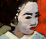 Original art for sale at UGallery.com | Yellow Geisha by Mary Pratt | $2,975 | oil painting | 48' h x 24' w | thumbnail 4