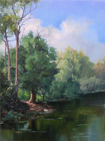 oil painting by Andres Lopez titled Afternoon by the Riverside