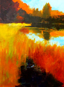 acrylic painting by Nancy Merkle titled Autumn Marsh