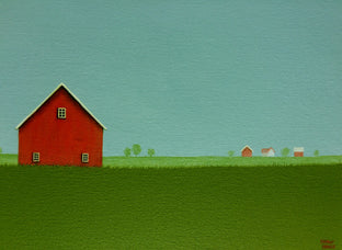 Red Barn on an Overcast Day by Sharon France |  Side View of Artwork 