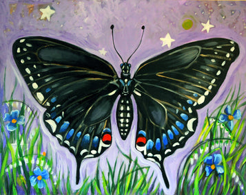 acrylic painting by Kira Yustak titled Black Butterfly