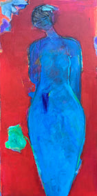 acrylic painting by Robin Okun titled Blue Mermaid