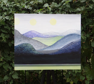 Moons over Mountains by Brit J Oie |   Closeup View of Artwork 