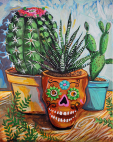 acrylic painting by Kira Yustak titled Cactus Garden