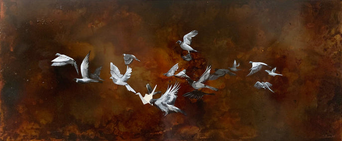 acrylic painting by Candice Eisenfeld titled This Is Not a Flock of Birds