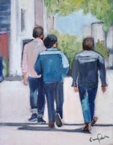 acrylic painting by Carey Parks titled Walking in Brooklyn