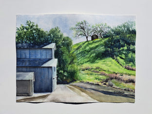 Shadowed Hill Behind the Barn by Catherine McCargar |  Side View of Artwork 