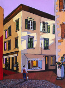 acrylic painting by Laura (Yi Zhen) Chen titled Evening Stroll in Italy (Passeggiata)