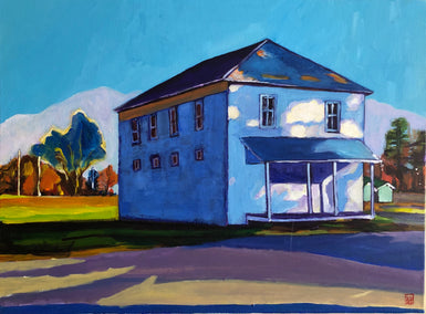 acrylic painting by Laura (Yi Zhen) Chen titled Moody Blue House