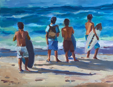 oil painting by Claudia Verciani titled Boys of Summer