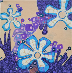 acrylic painting by Diana Elena Chelaru titled Blue Flowers