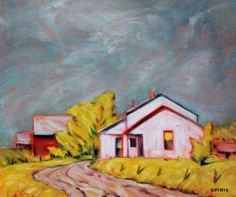 oil painting by Doug Cosbie titled After the Rain, Tennessee Tobacco Farm