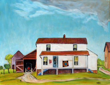 oil painting by Doug Cosbie titled Amish Farmhouse