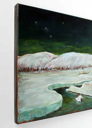 Winter Moonlight, Poconos by Doug Cosbie |  Side View of Artwork 