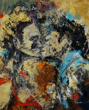 First Kiss by Wynston Edun |  Side View of Artwork 