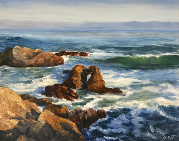 oil painting by Elizabeth Garat titled Cayucos Coastline No. 1