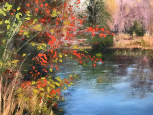 The Pond in November; Red Berries by Elizabeth Garat |   Closeup View of Artwork 