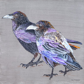 acrylic painting by Emil Morhardt titled Raven Couple