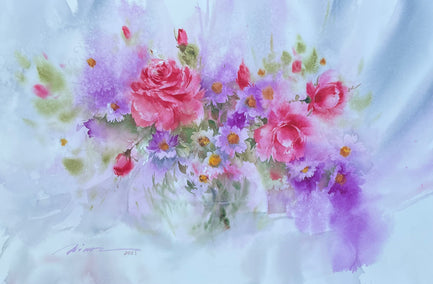watercolor painting by Fatemeh Kian titled Violet Balance