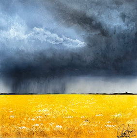 acrylic painting by Fernando Garcia titled Rain Over Flowers