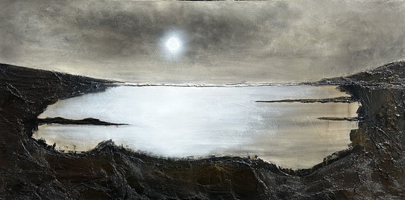 mixed media artwork by Fernando Garcia titled Moon Over the Lake