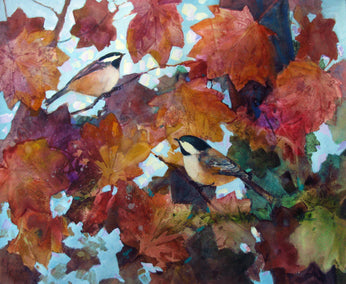 mixed media artwork by Melissa Gannon titled Fluttery Leaves