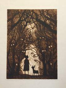 printmaking by Doug Lawler titled Forest Eyes