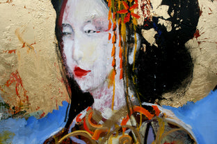 Geisha with a Red Flower by Scott Dykema |  Side View of Artwork 