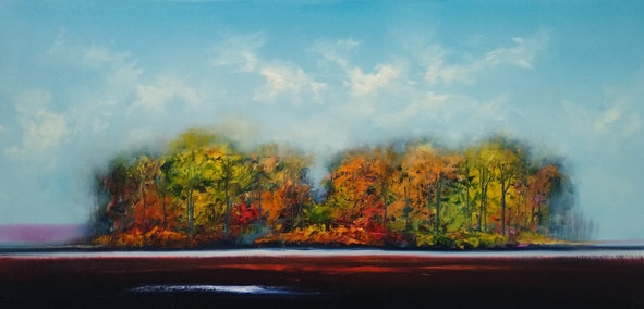 oil painting by George Peebles titled Autumn Lights My Way