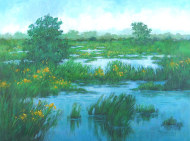 oil painting by Suzanne Massion titled Goldenrod Marsh