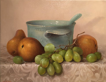 oil painting by Nikolay Rizhankov titled Grape and Pears