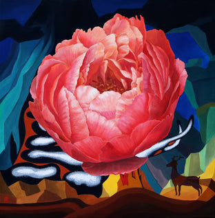 One Blossom One World. Peony & Deer III by Guigen Zha |  Artwork Main Image 