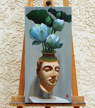 The Buddha Head Vase by Guigen Zha |  Context View of Artwork 