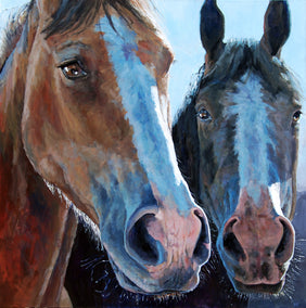 acrylic painting by Heather Foster titled Hey Friend, Why the Long Face?