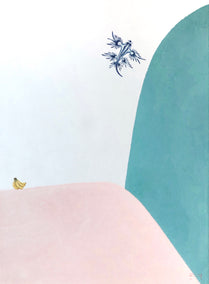 gouache painting by Heejin Sutton titled Banana & Blue Glaucus