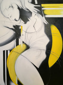 oil painting by Sumner Crenshaw titled Dancer in Yellow