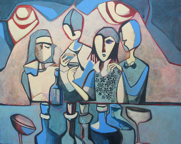 acrylic painting by Diana Elena Chelaru titled Pub Scene