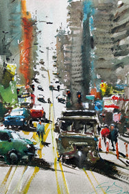 watercolor painting by Maximilian Damico titled Running Down