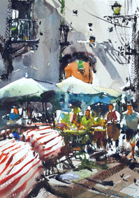 watercolor painting by Maximilian Damico titled Crowded Naples