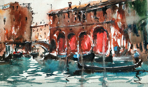 watercolor painting by Maximilian Damico titled Rialto Market