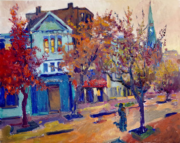 oil painting by Suren Nersisyan titled Washington DC, Fall Evening