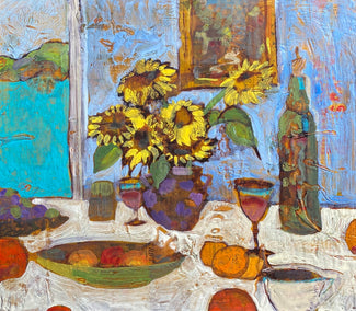 encaustic artwork by James Hartman titled Sunflowers